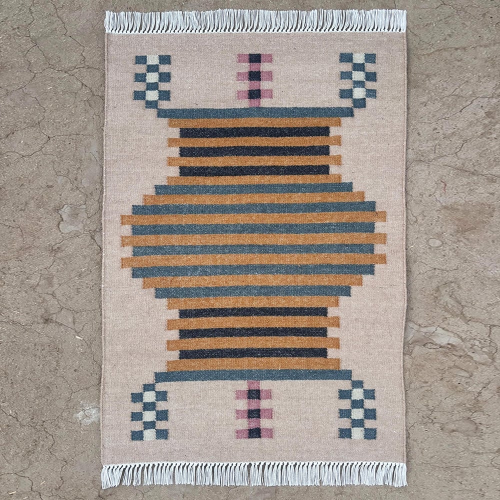 Handcrafted Wool Multicolor Vintage Dhurrie For Living